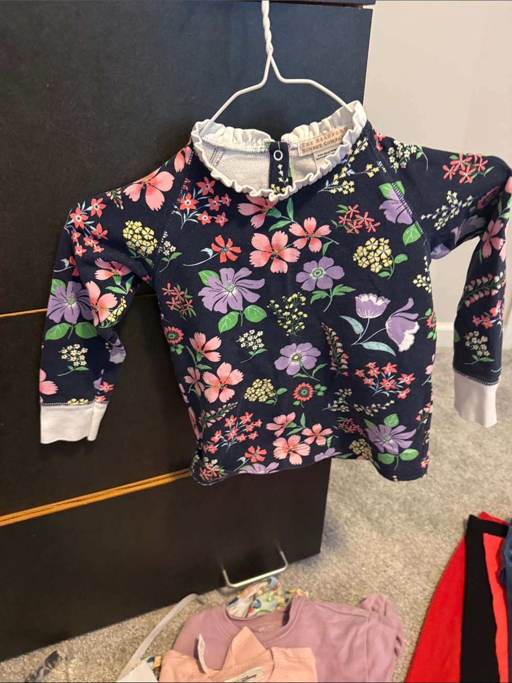 The Beaufort Bonnet Company Navy Floral Top with Pink and Green Accents